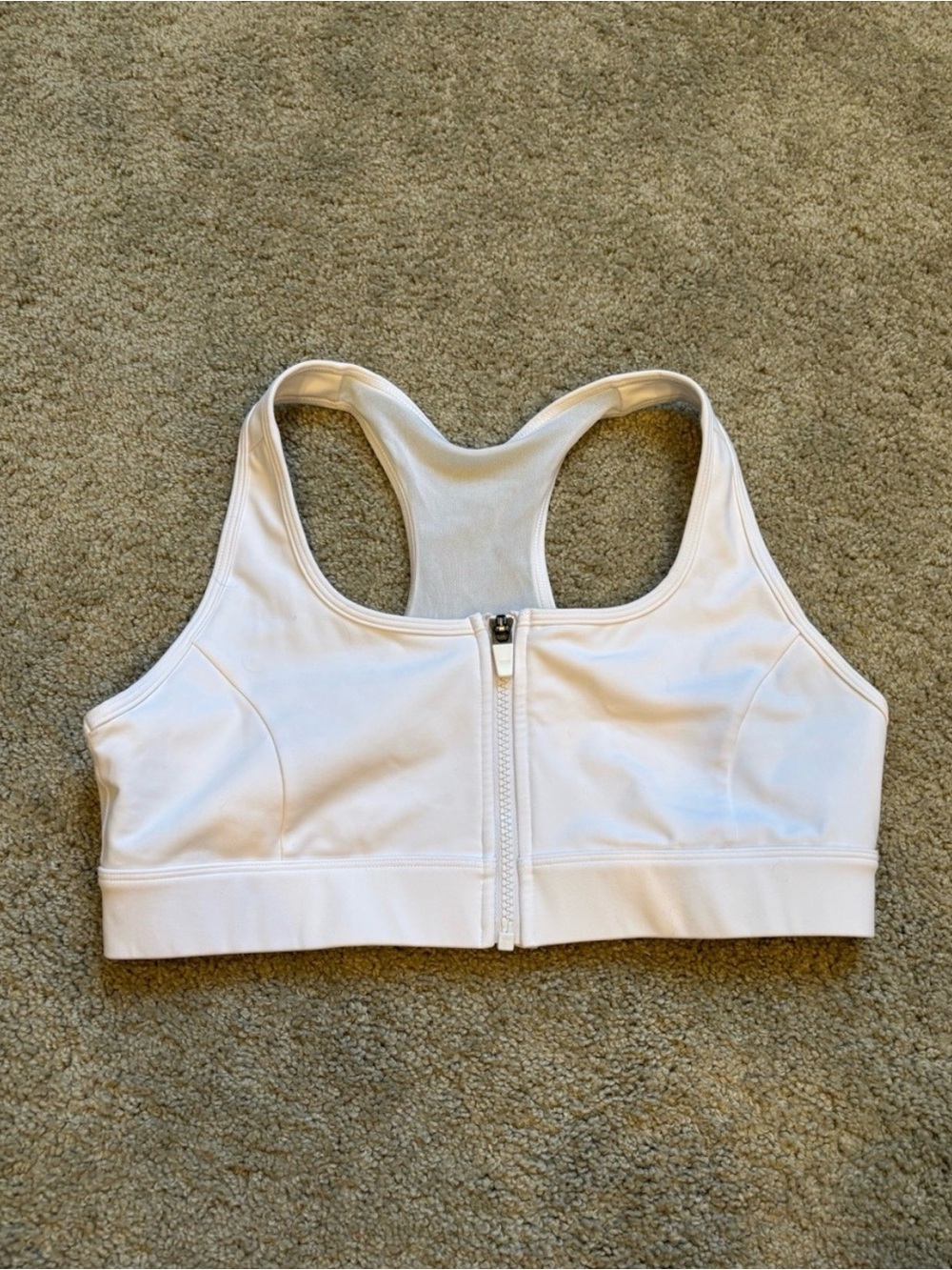 LSKD White Front-Zip White Sports Bra